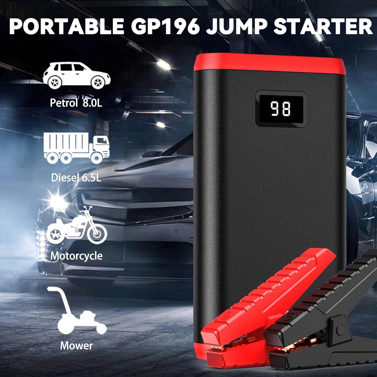 GP196 Pro Car Jump Starter - 3000A Portable Power Bank