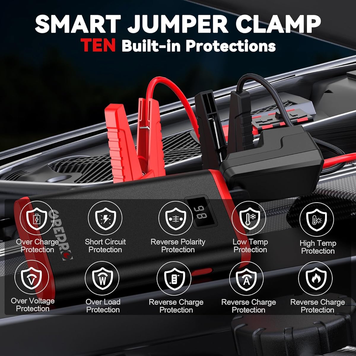 GP196 Pro Car Jump Starter - 3000A Portable Power Bank